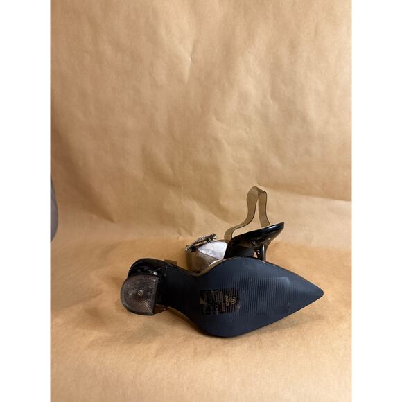 NWB Catherine Malandrino Jamie Smoke Clear Slingback Rhinestone Pumps - 7.5 - Picture 4 of 7